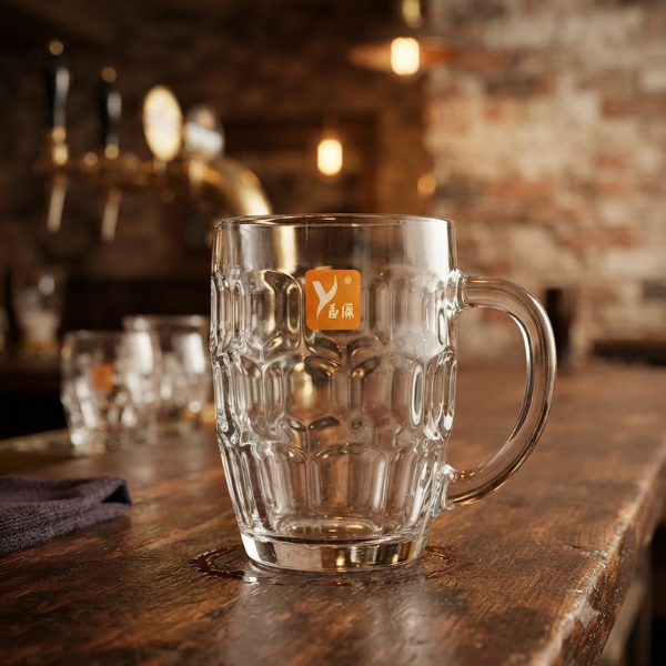500ml Textured Clear Glass Beer Mug