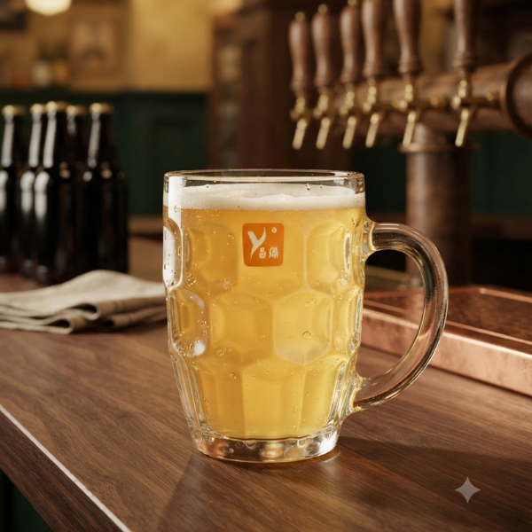 500ml Textured Clear Glass Beer Mug
