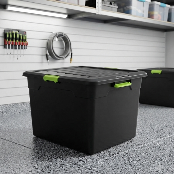 Heavy Duty Plastic Storage Box with Locking Lid