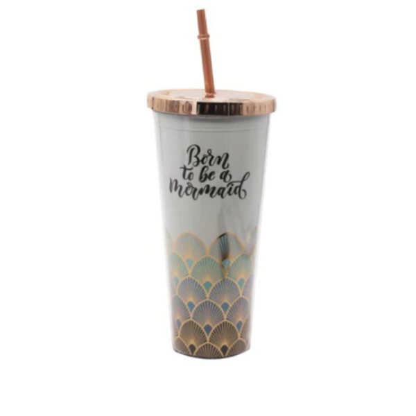 Reusable Travel Cup with Straw – 450ml Plastic Tumbler
