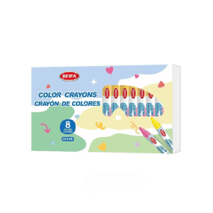 Round Wax Crayons 8 Bright Colours