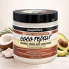Nourishing Coconut Oil Hair Conditioner in a jar with coconut and avocado ingredients, perfect for deep conditioning.