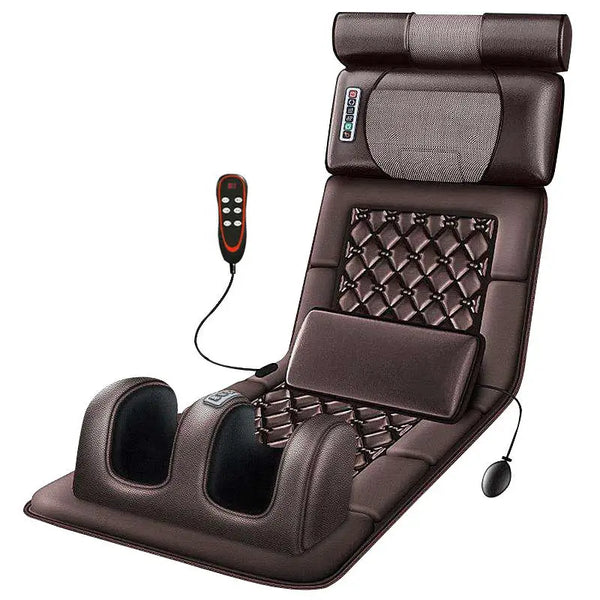 Full Body & Foot Vibration Massage Mat Pad with Heat, featuring multiple vibration motors and a remote control.