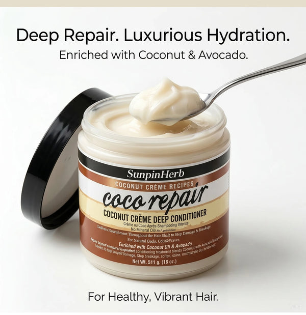 Nourishing Coconut Oil Hair Conditioner for deep repair and luxurious hydration with coconut and avocado.
