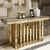 Luxury Gold Stainless Steel Marble Console Table in a stylish interior setting with decorative objects.