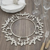 Stainless Steel Charger Plate artfully designed with leaf accents, perfect for elegant dining settings.