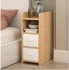 Contemporary Wooden Bedside Table with 2 Drawers featuring storage shelves and two drawers for organization.