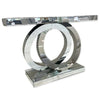 Luxury Silver Infinity Mirror Console Table showcasing a striking mirrored design and modern elegance.