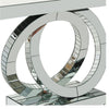 Luxury Silver Infinity Mirror Console Table featuring a modern design with reflective circular bases.