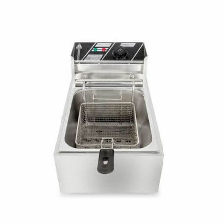 Single Electric Deep Fryer 6L with stainless steel finish and frying basket for home cooking.