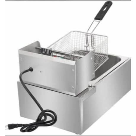 Single Electric Deep Fryer 6L with a removable basket and power cord, designed for easy home frying.