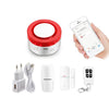 Smart Siren Alarm Home System components including wireless siren, app control, and accessories.