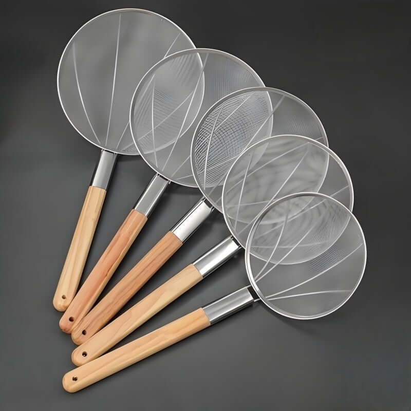 Stainless Steel Kitchen Mesh Strainer with Wooden Handle – 24 cm ...