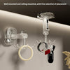 Suction cup wall hooks for storage, wall and ceiling mounted, displaying key rings and accessories on a smooth surface.