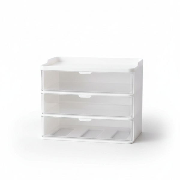 Transparent Three-Compartment Makeup Organizer