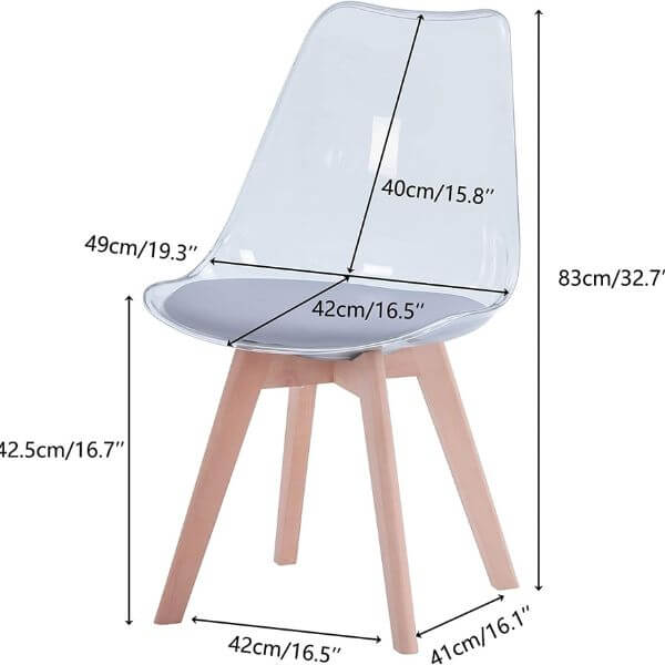 Perfect Dealz Transparent Acrylic Chair with Solid Wood