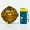 Two-Tier Adult Lunch Box with Silicone Accessories – 1100ml + 500ml next to a cup on a white background.