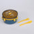 Two-Tier Adult Lunch Box with silicone accessories, featuring a blue and yellow design, 1100ml capacity.
