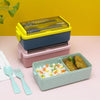Two-Tier Leakproof Kids Lunch Box in colorful stack, showcasing compartments for organized meals and snacks.