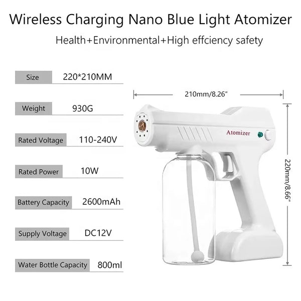 DS350 Handhold 800ML Spray Gun specifications including size, weight, voltage, and features.
