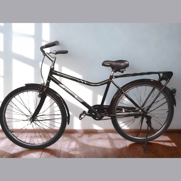 Unisex Pyramid Bicycle with Rear Carrier & Kickstand - Classic city bike for everyday journeys and errands.
