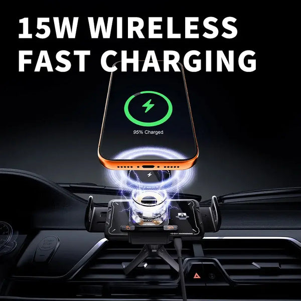 Universal Foldable Mobile Phone Stand displaying phones in a car for convenient viewing.