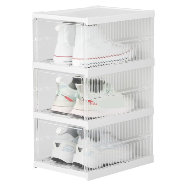 Clear Foldable Shoe Storage Rack – 3 Tier