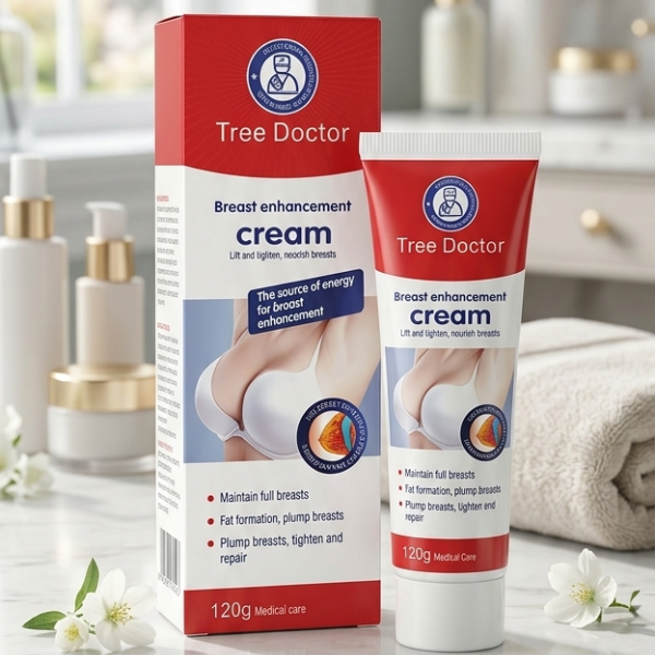 Advanced Breast Enhancement and Firming Cream in a tube and box displaying details for breast enhancement.