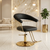 Black Beauty Salon Hydraulic Lifting Chair in a modern salon setting with stylish decor.