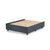 Upholstered Platform Bed Base with wooden slats and dark upholstery, designed for stylish bedroom setups.