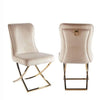 Stylish Velvet Dinner Chair with Gold Accents showcasing plush velvet and elegant gold details.