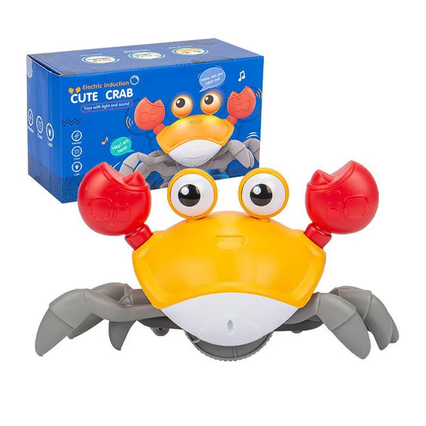 Childrens Electric Ride-On Car featuring a cute crab toy with bright colors and fun features on display.