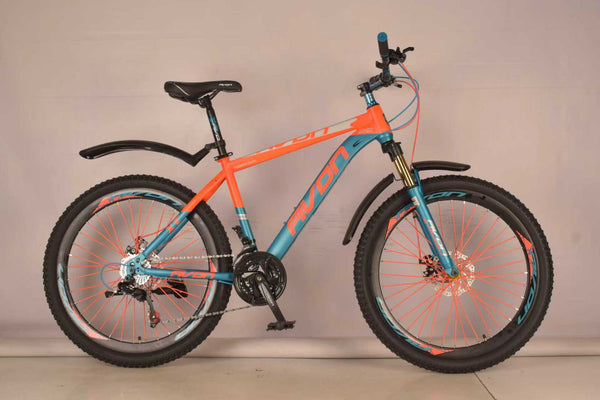 Aluminum Alloy 21 Speed Men Cycle Mountain Bike in vibrant colors, perfect for trail and city rides, showcasing 26-inch wheels.