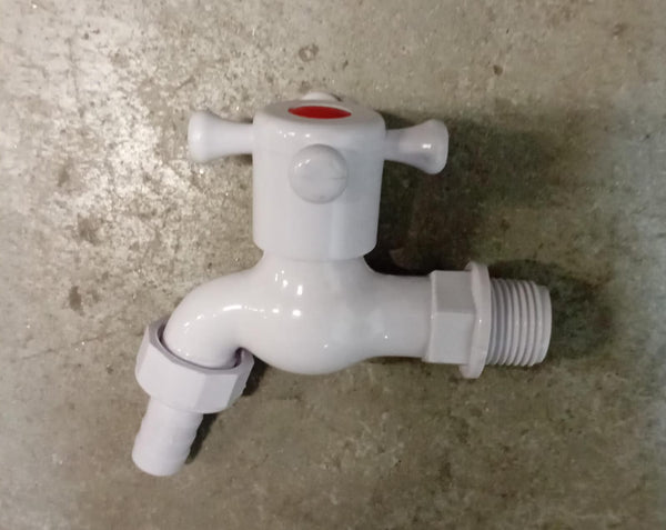 Durable PVC Outdoor Garden Bibcock Tap viewed from above, showcasing its design and features.
