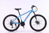 Enduro Mountain Bike with Aluminum Frame and Disc Brakes in blue color, designed for rugged off-road terrain.