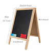 Wooden A-Frame Magnetic Whiteboard with a blackboard and whiteboard surface shown in dimensions.