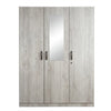 3 Door Wardrobe with Centre Mirror in Light Oak Finish featuring a sleek design and practical storage.