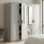 4 Door Wardrobe with Double Mirror Panels in a light grey finish, featuring mirrors and storage space.