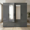 4-Door High Gloss Charcoal Wardrobe with Full-Length Mirrors showcasing a modern design and full-length mirrors.
