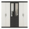 6 Door Wardrobe with Mirror and Drawers featuring a sleek design and built-in storage options.
