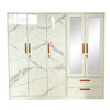 5 Door Marble Finish Wardrobe with Mirrors