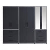 Bedroom Wardrobe Closet with multiple storage compartments and mirror, ideal for small spaces.