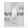3 Sliding Door Wardrobe with Mirror and Decorative Panels featuring floral designs and modern sliding doors.