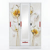 3 Sliding Door Wardrobe with Mirror and Decorative Panels featuring floral design and a central mirror