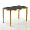 Black and Chrome 6 Seater Dining Table and Chair Set with a sleek black top and polished chrome legs.