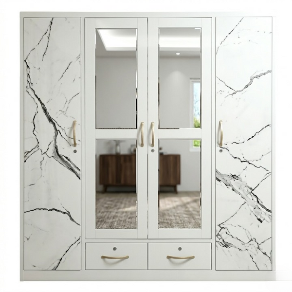Multi Variant 4 Door Wardrobe with Mirrors and Drawers