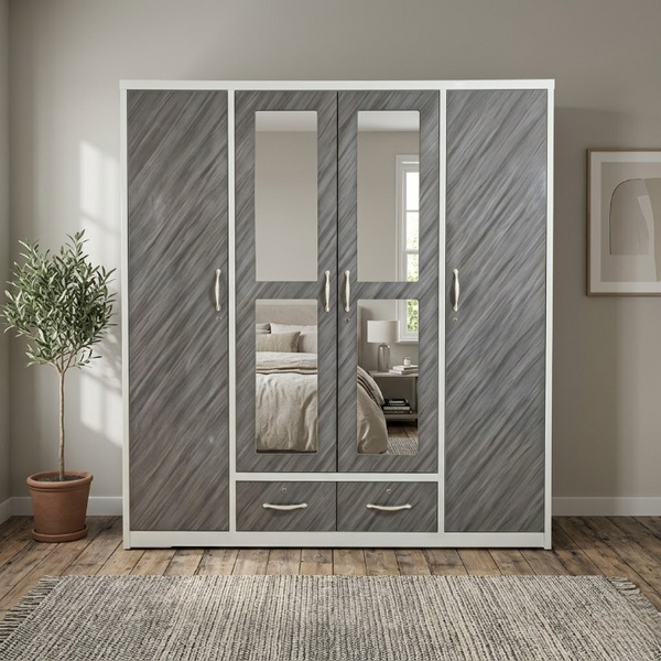 Multi Variant 4 Door Wardrobe with Mirrors and Drawers