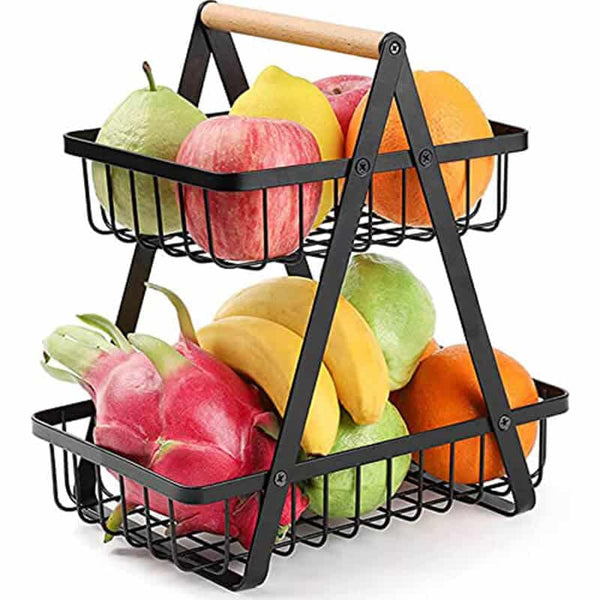 2 Tier Countertop Fruit Basket Holder Decorative Bowl Stand image 3