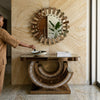 Mirror Console Storage Table Set with stylish mirror, decorative bowl, and organized space in a modern entryway.