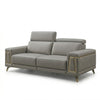 Contemporary Modular Lounge Sofa Set featuring stylish gray leather with gold accents and adjustable headrests.